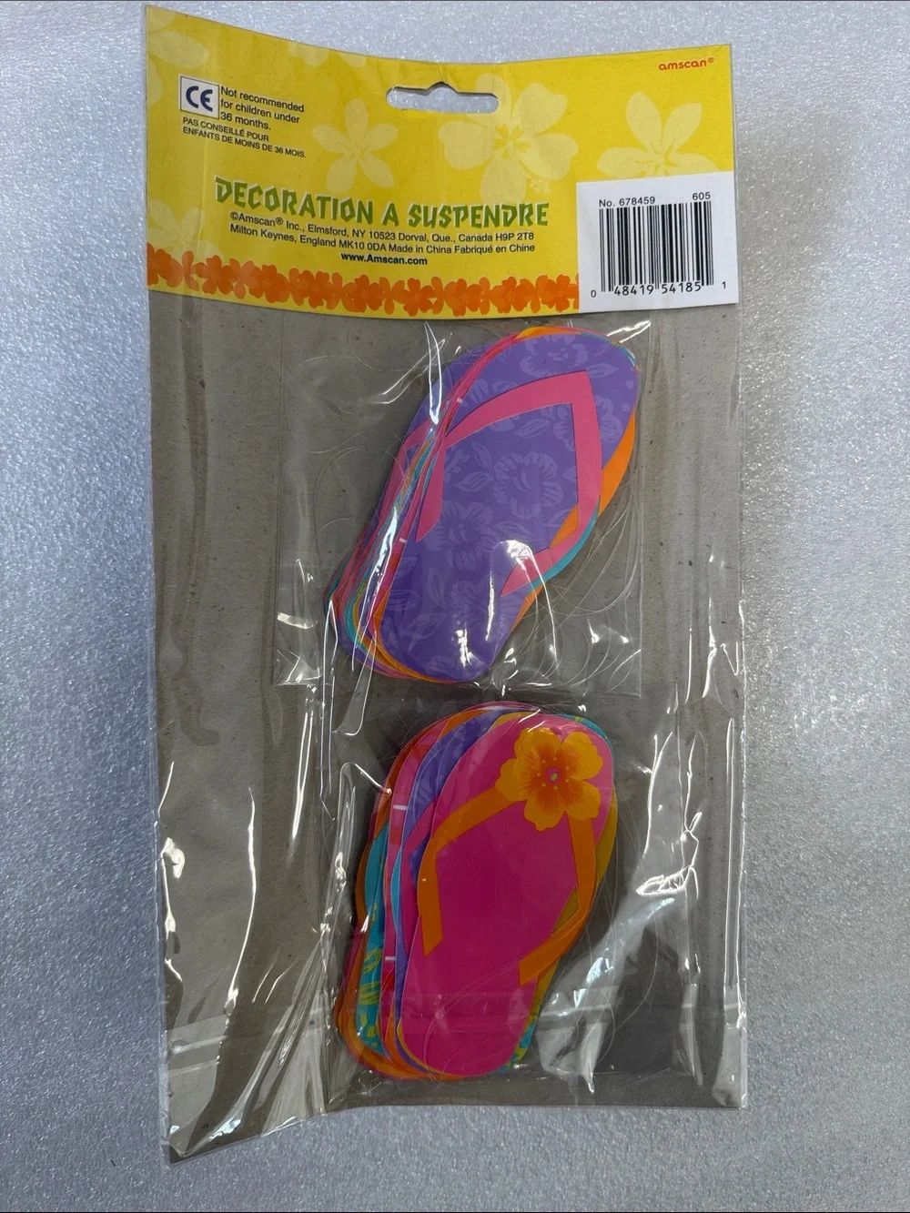 Amscan Multicolor Flip Flop Garland - Bright Yellow Pink Orange Blue
